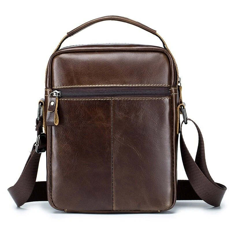 (image for) BULLCAPTAIN Genuine Leather Men's Shoulder Bag Small Handbag Fashion Crossbody Bag for Men Daily Casual Travel Messenger Bag for 7.9inch Ipad